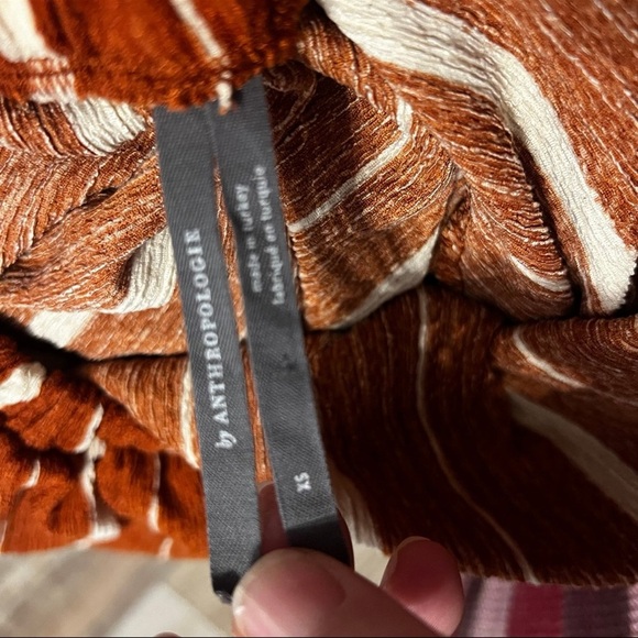 ANTHROPOLOGIE Elodie Terracotta & White Stripe Off the Shoulder Top - Picture 3 of 4
